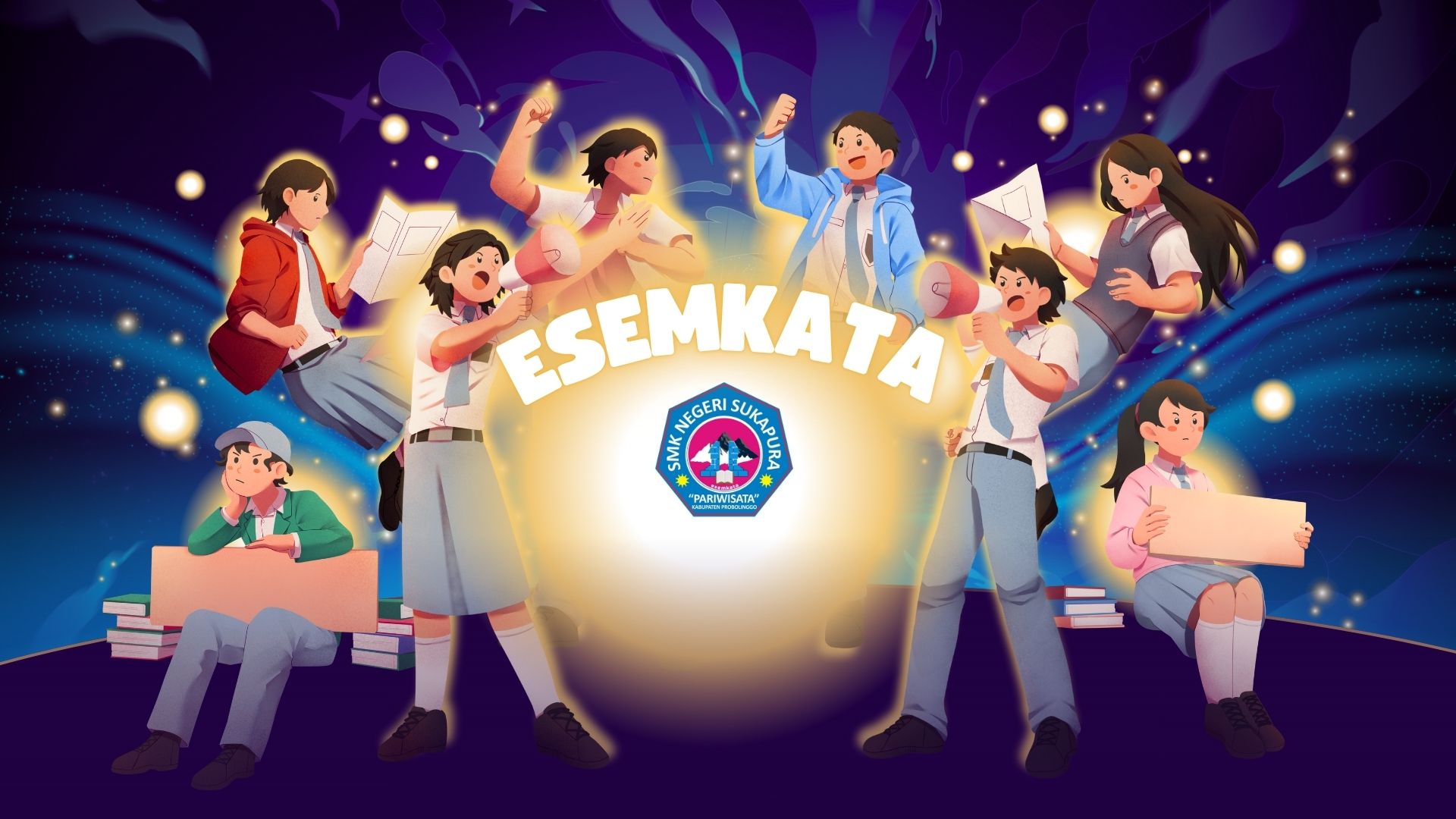 Presentasi Tugas Kelompok Anti Korupsi Ilustratif Ungu dan Kuning